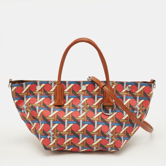 Tory Burch Multicolor Canvas Small Basketweave Tote